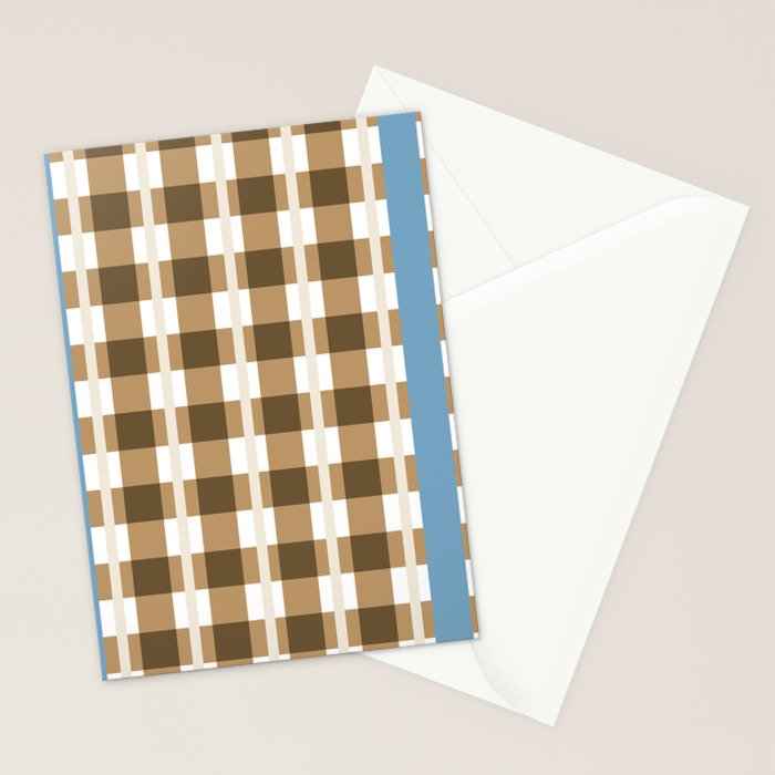 Camel Blue Modern Plaid Stationery Card Gallery Image 2