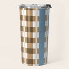 Camel Blue Modern Plaid Travel Mug Gallery Image 2