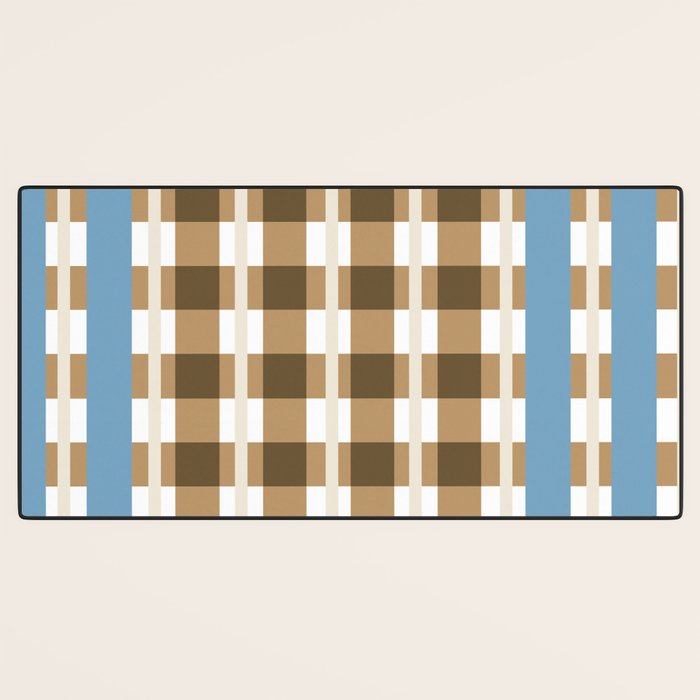 Camel Blue Modern Plaid Desk Mat Gallery Image 3