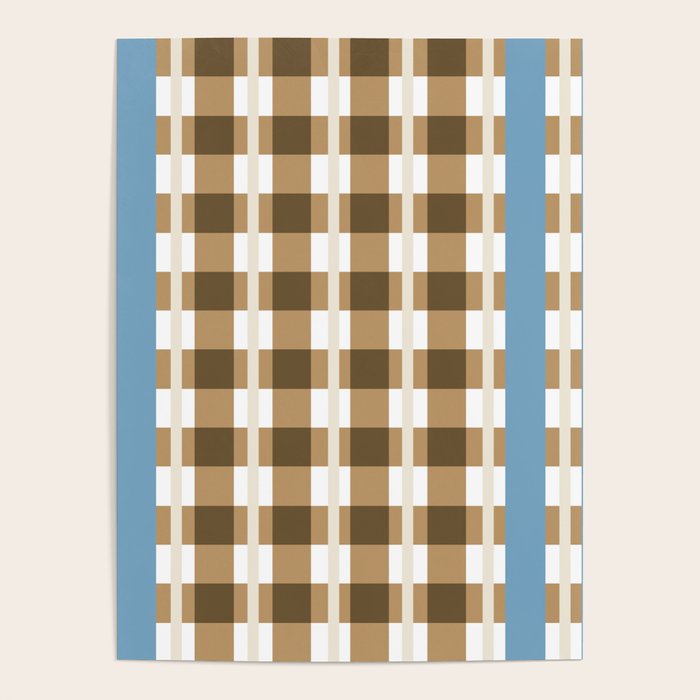 Camel Blue Modern Plaid Poster Gallery Image 4
