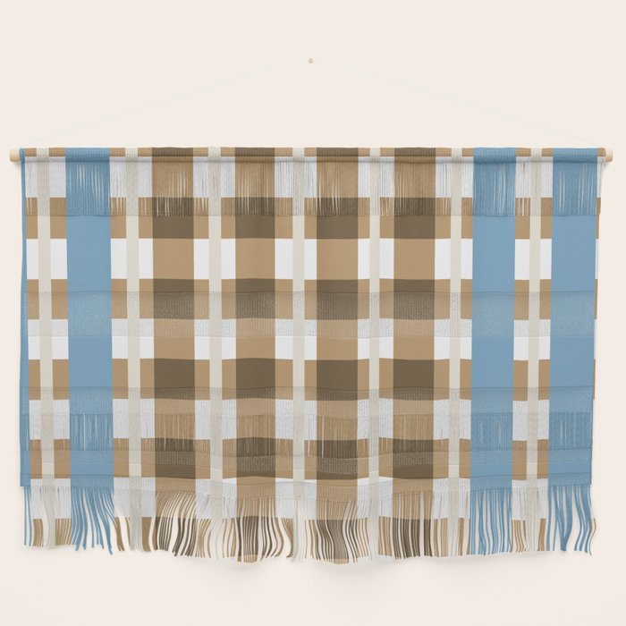 Camel Blue Modern Plaid Wall Hanging Gallery Image 1