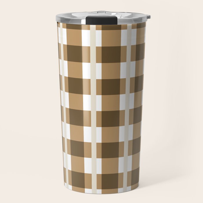 Camel Blue Modern Plaid Travel Mug Gallery Image 1