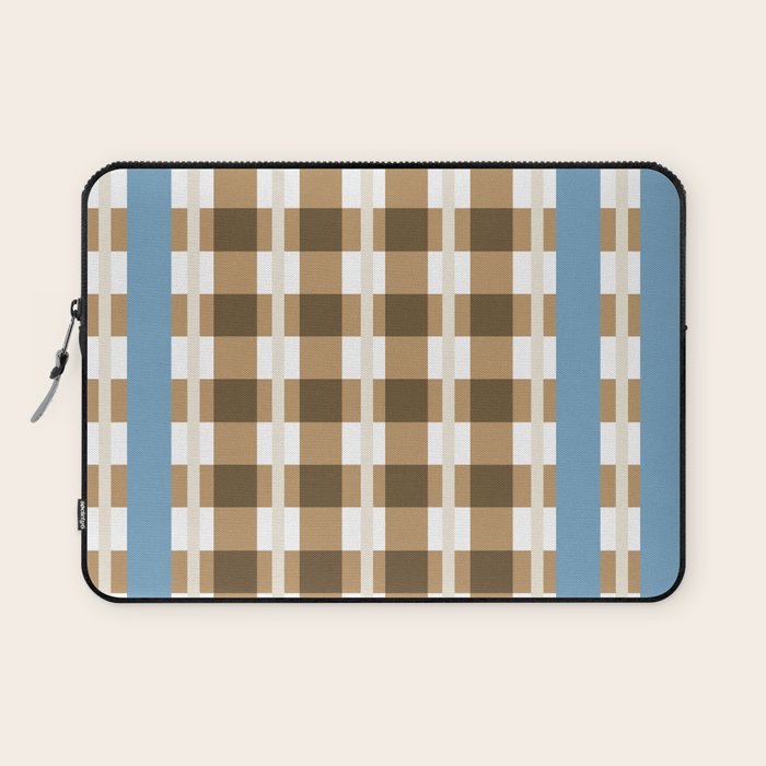 Camel Blue Modern Plaid Laptop Sleeve Gallery Image 1