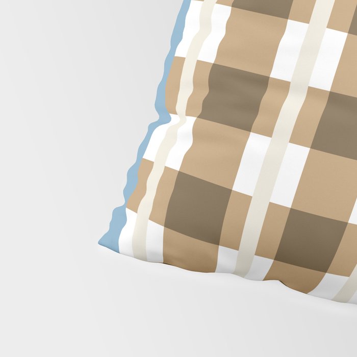 Camel Blue Modern Plaid Pillow Sham Gallery Image 4