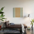 Camel Blue Modern Plaid Wood Wall Art Gallery Image 2