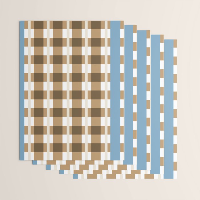 Camel Blue Modern Plaid Wrapping Paper Gallery Image 3