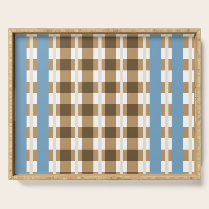 Camel Blue Modern Plaid Serving Tray Gallery Image 1