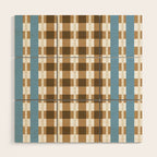 Camel Blue Modern Plaid Wood Wall Art Gallery Image 1