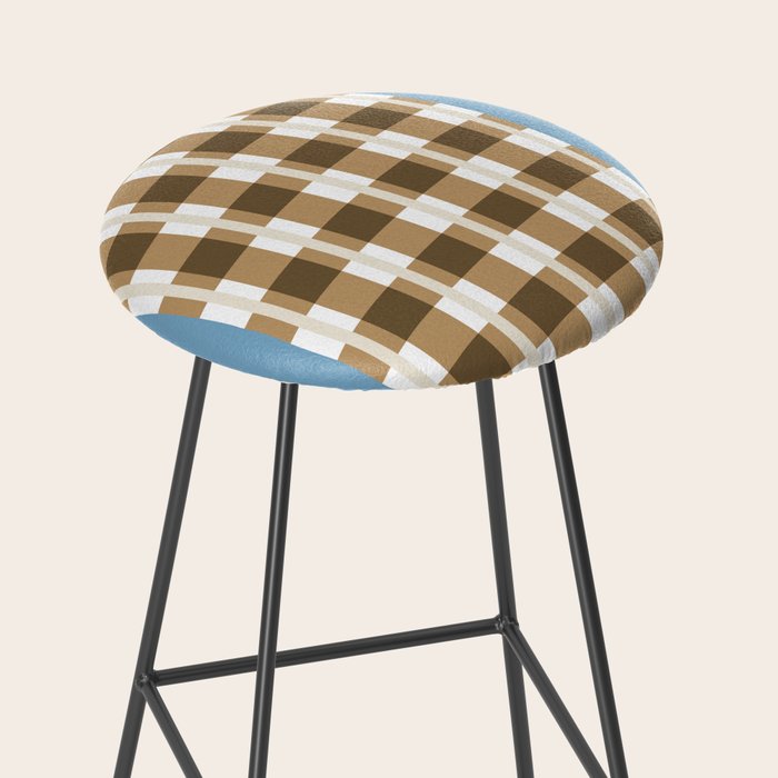 Camel Blue Modern Plaid Stool Gallery Image 2
