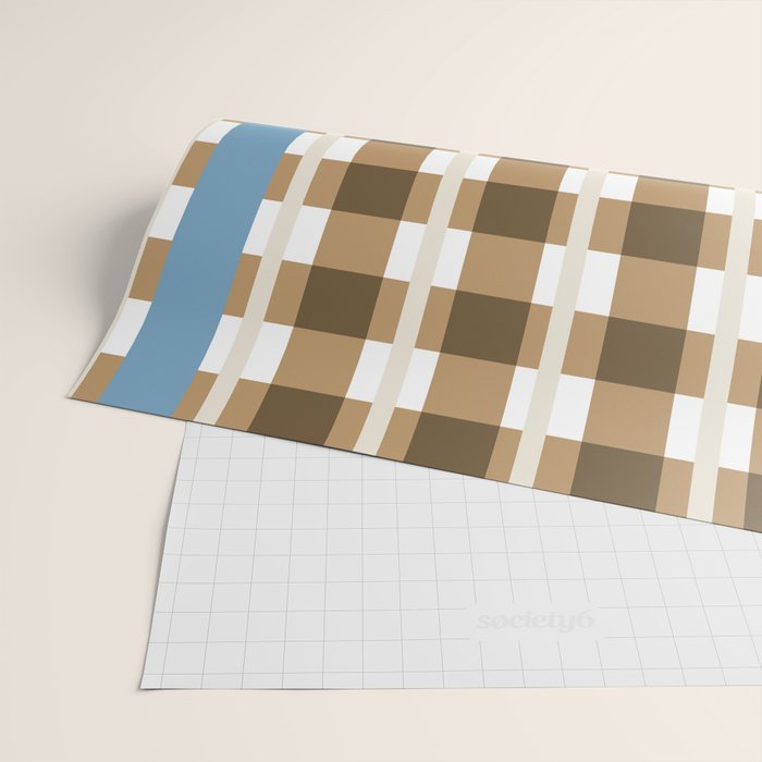 Camel Blue Modern Plaid Wrapping Paper Gallery Image 2