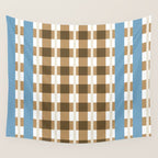 Camel Blue Modern Plaid Wall Tapestry Gallery Image 4