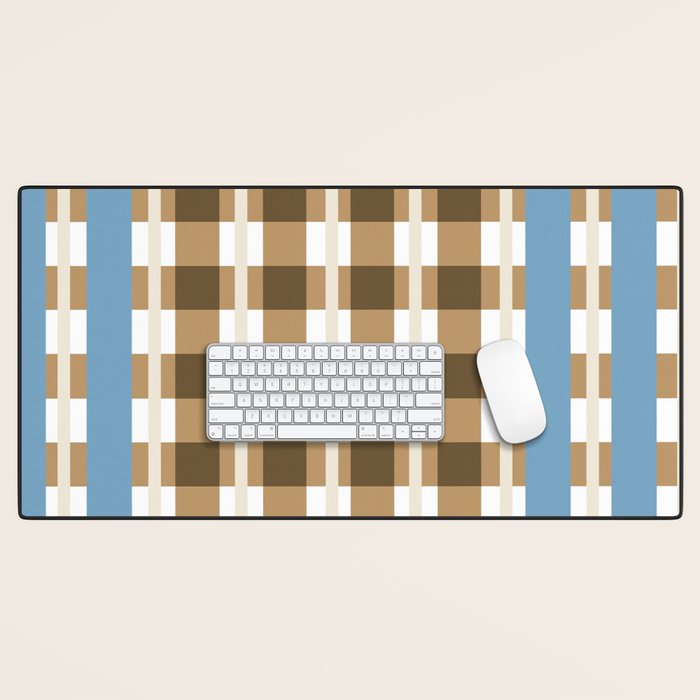 Camel Blue Modern Plaid Desk Mat Gallery Image 1