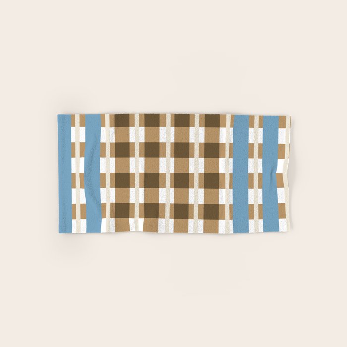 Camel Blue Modern Plaid Bath Towel Gallery Image 1