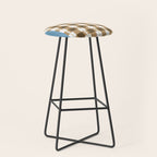 Camel Blue Modern Plaid Stool Gallery Image 1