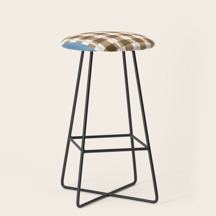 Camel Blue Modern Plaid Stool Gallery Image 1