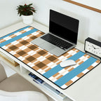 Camel Blue Modern Plaid Desk Mat Gallery Image 2