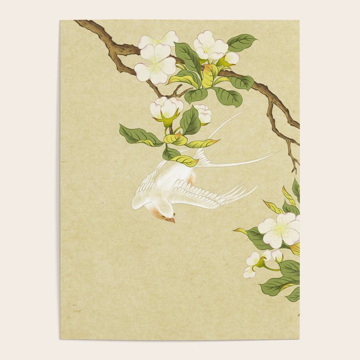 Pear blossoms and white swallow Type A: Minhwa-Korean traditional/folk art Poster Gallery Image 4