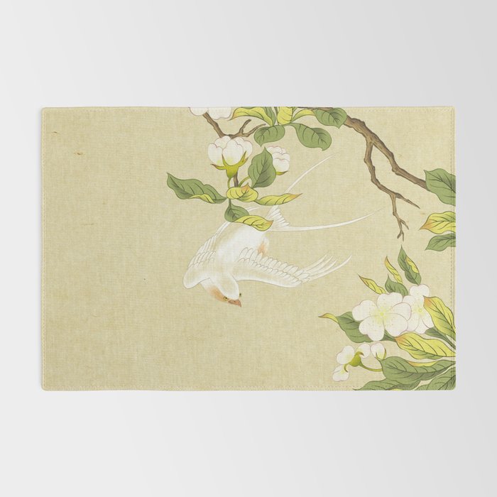 Pear blossoms and white swallow Type A: Minhwa-Korean traditional/folk art Rug Gallery Image 2