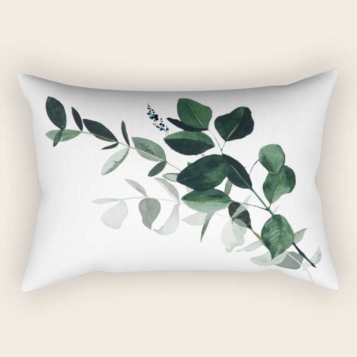 Botany Leaves ~Watercolor Rectangular Pillow Gallery Image 1