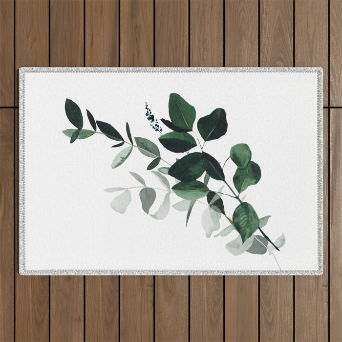 Botany Leaves ~Watercolor Outdoor Rug Gallery Image 1