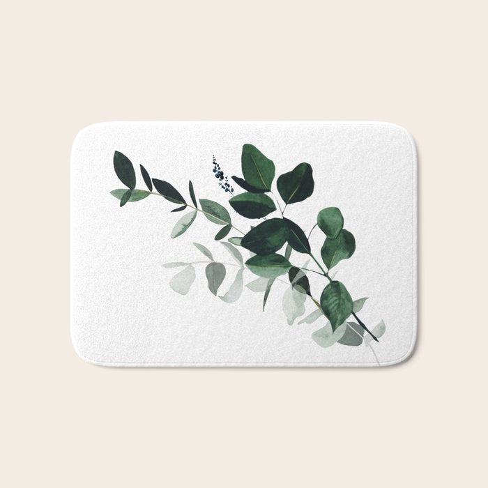 Botany Leaves ~Watercolor Bath Mat Gallery Image 1