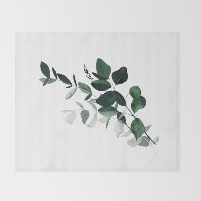 Botany Leaves ~Watercolor Throw Blanket Gallery Image 2