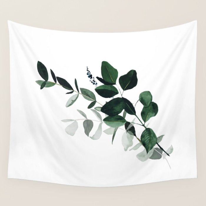 Botany Leaves ~Watercolor Wall Tapestry Gallery Image 4