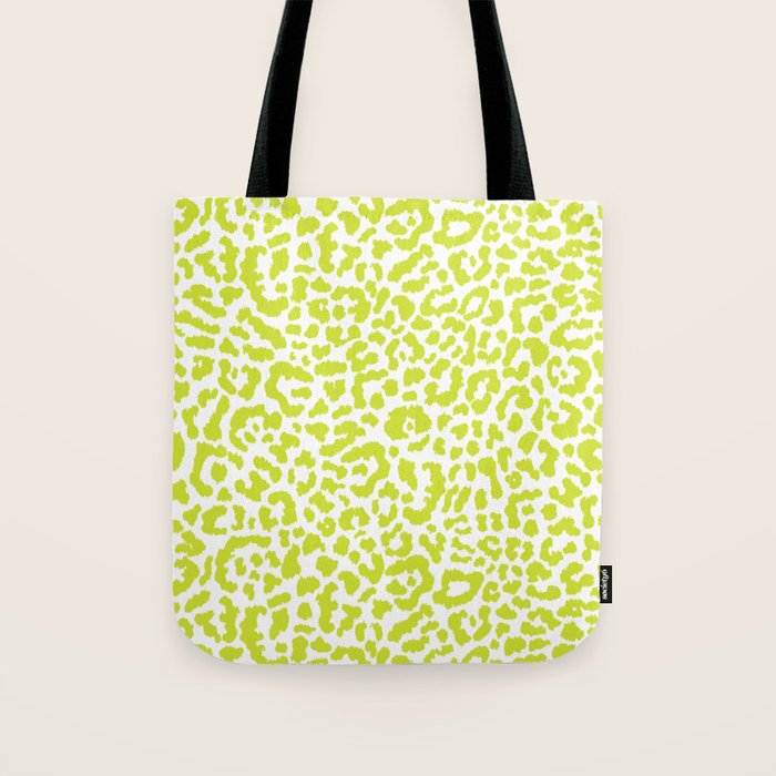 Chartreuse French Leopard Print Tote Bag Gallery Image 1