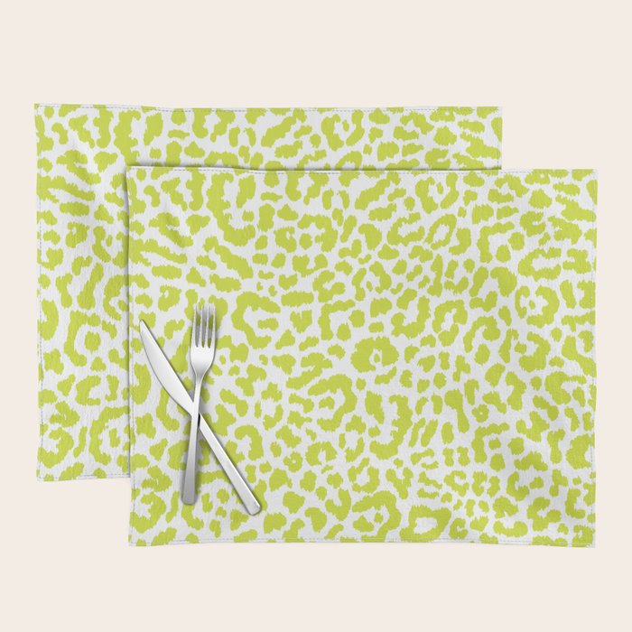 Chartreuse French Leopard Print Placemat Gallery Image 1