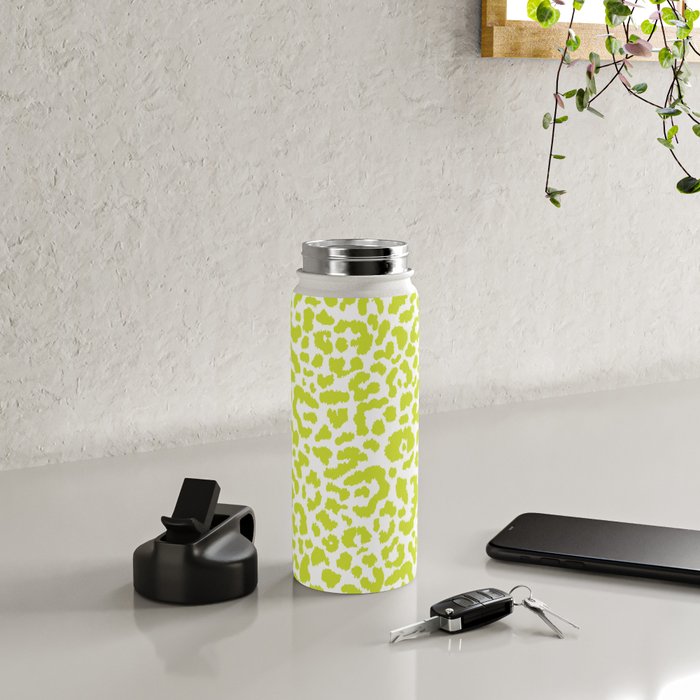 Chartreuse French Leopard Print Water Bottle Gallery Image 4