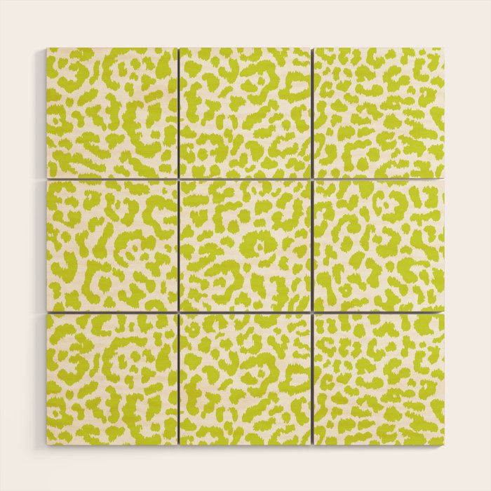 Chartreuse French Leopard Print Wood Wall Art Gallery Image 1