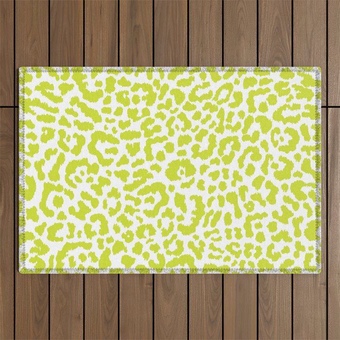 Chartreuse French Leopard Print Outdoor Rug Gallery Image 1
