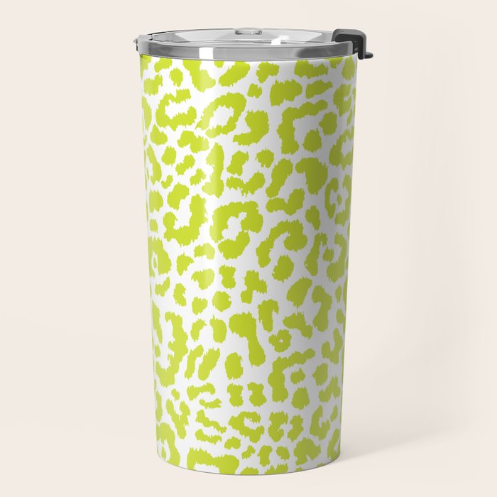 Chartreuse French Leopard Print Travel Mug Gallery Image 2