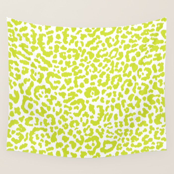 Chartreuse French Leopard Print Wall Tapestry Gallery Image 4