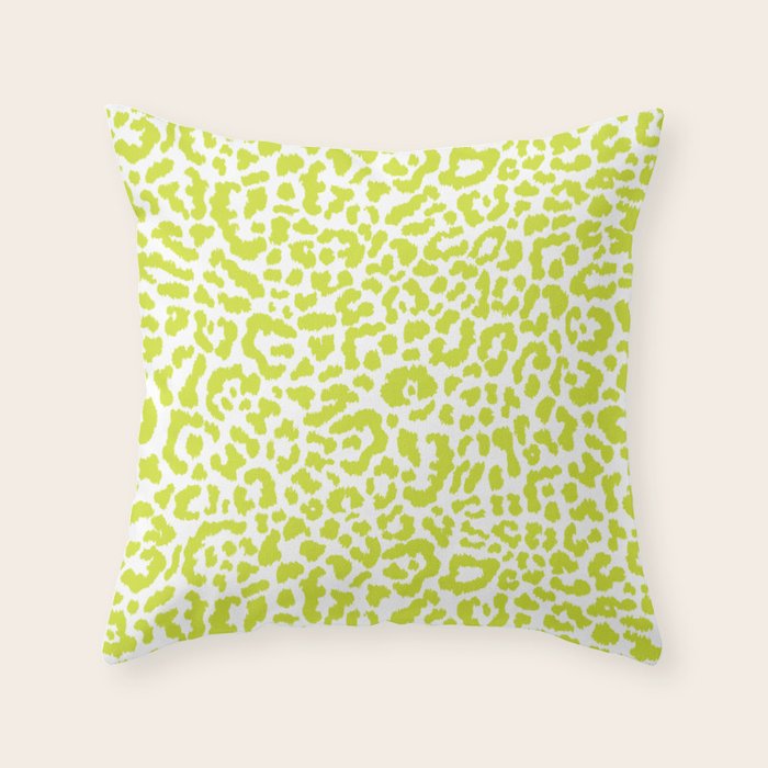 Chartreuse French Leopard Print Throw Pillow Gallery Image 6