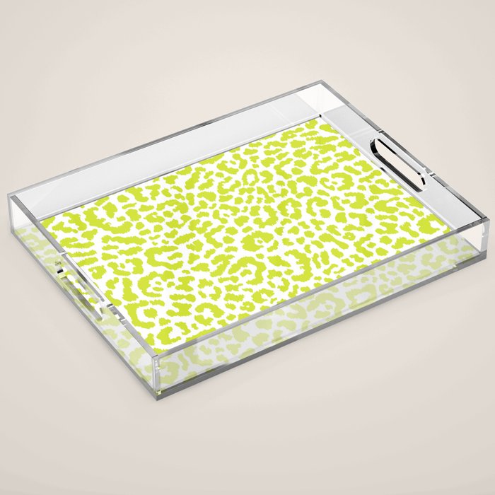 Chartreuse French Leopard Print Acrylic Tray Gallery Image 1