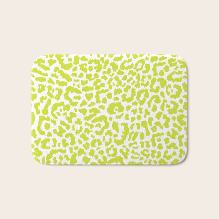 Chartreuse French Leopard Print Bath Mat Gallery Image 1