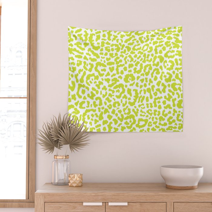 Chartreuse French Leopard Print Wall Tapestry Gallery Image 2