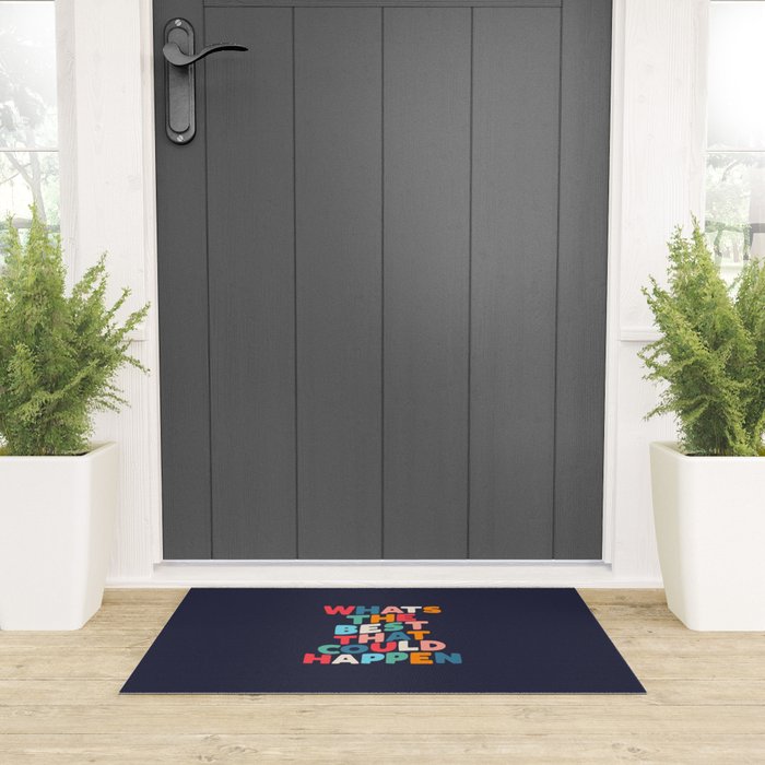 Whats The Best That Could Happen motivational typography print Welcome Mat Gallery Image 3