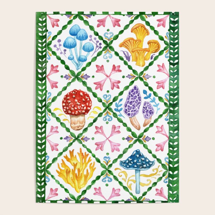 Decorative mushrooms pattern Poster Gallery Image 4