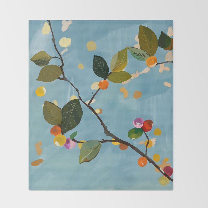 Cherry Fruit Branch I Throw Blanket Gallery Image 2