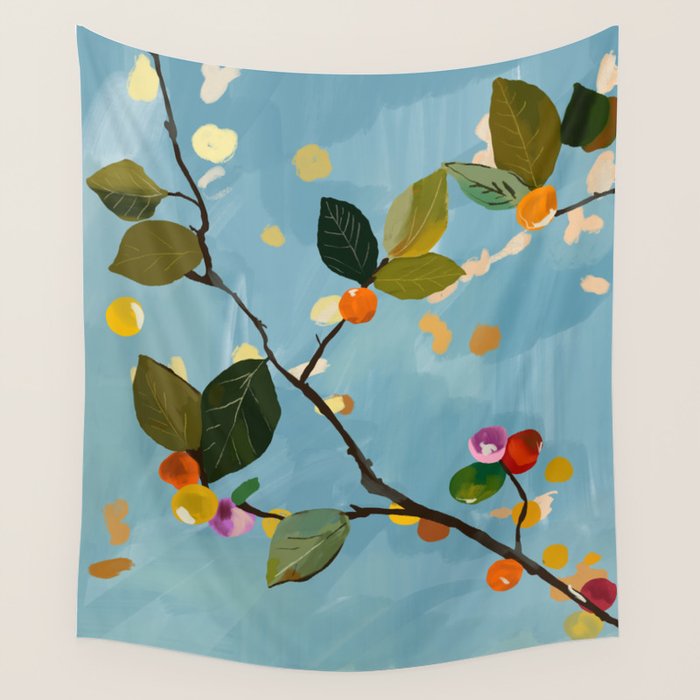 Cherry Fruit Branch I Wall Tapestry Gallery Image 1