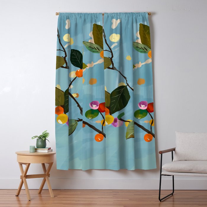 Cherry Fruit Branch I Window Curtain Gallery Image 1