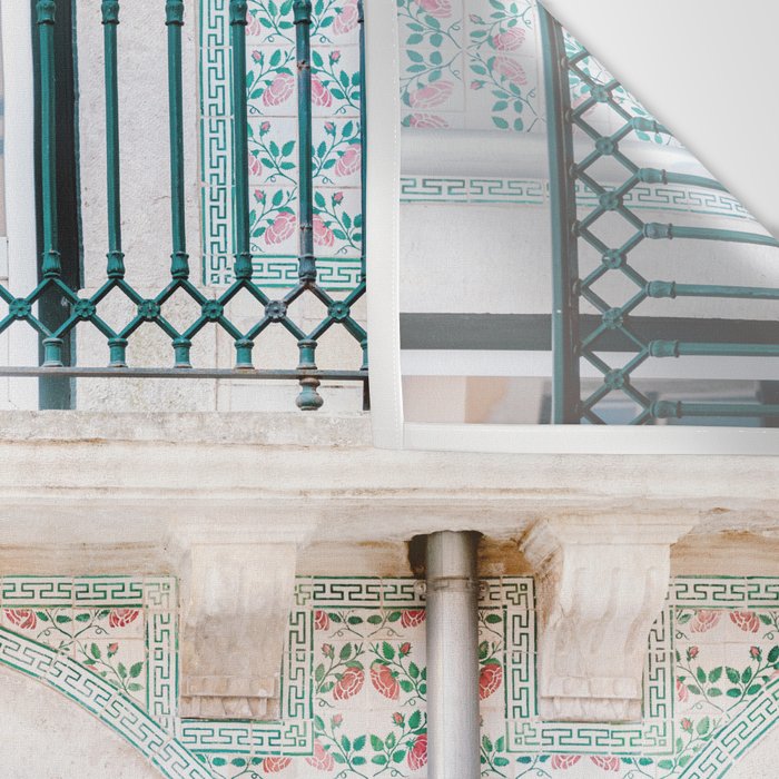 The green door | Lisbon Portugal architecture | Fine art travel photography print Wall Tapestry Gallery Image 3