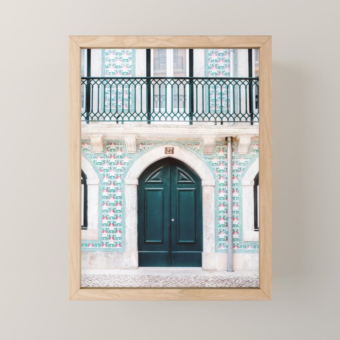 The green door | Lisbon Portugal architecture | Fine art travel photography print Mini Art Print Gallery Image 1