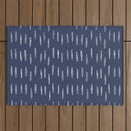 Boho Prints, Raindrops, Indigo Blue, Minimalism, Abstract Art Outdoor Rug Gallery Image 1