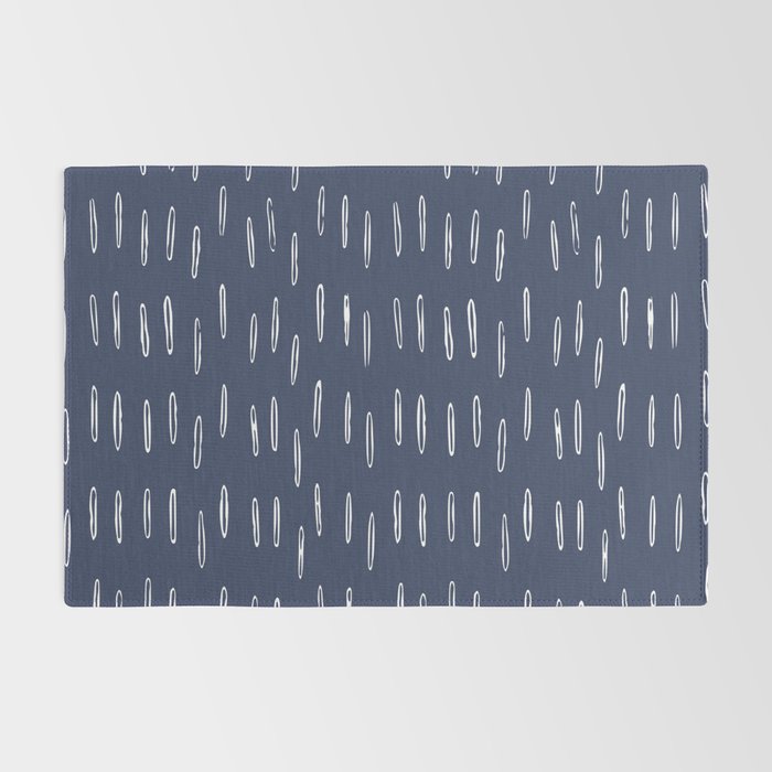 Boho Prints, Raindrops, Indigo Blue, Minimalism, Abstract Art Rug Gallery Image 2