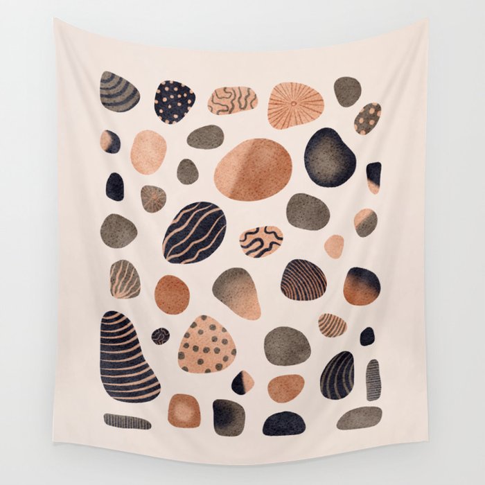 Watercolor Pebbles Wall Tapestry Gallery Image 4