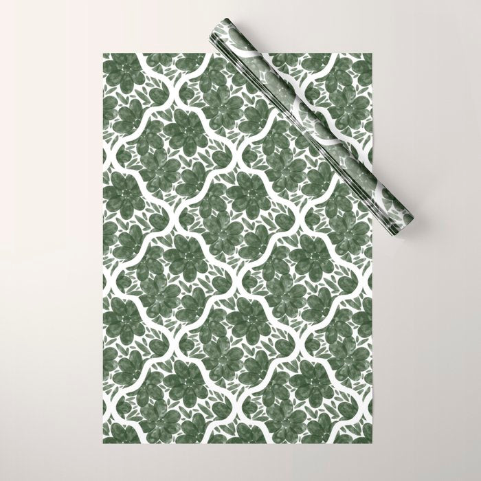Green Petals Oasis Motif Wrapping Paper Gallery Image 1