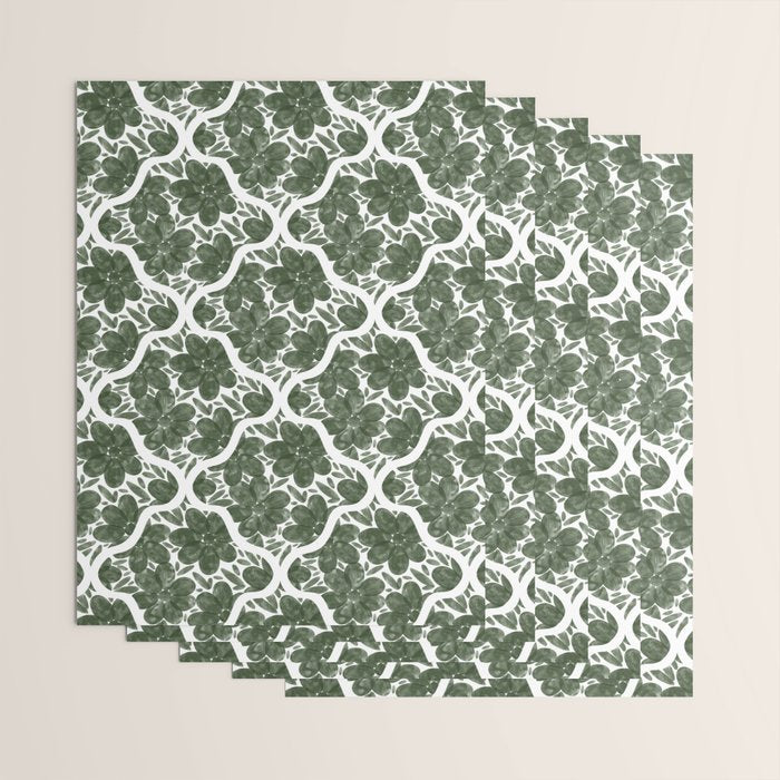 Green Petals Oasis Motif Wrapping Paper Gallery Image 3